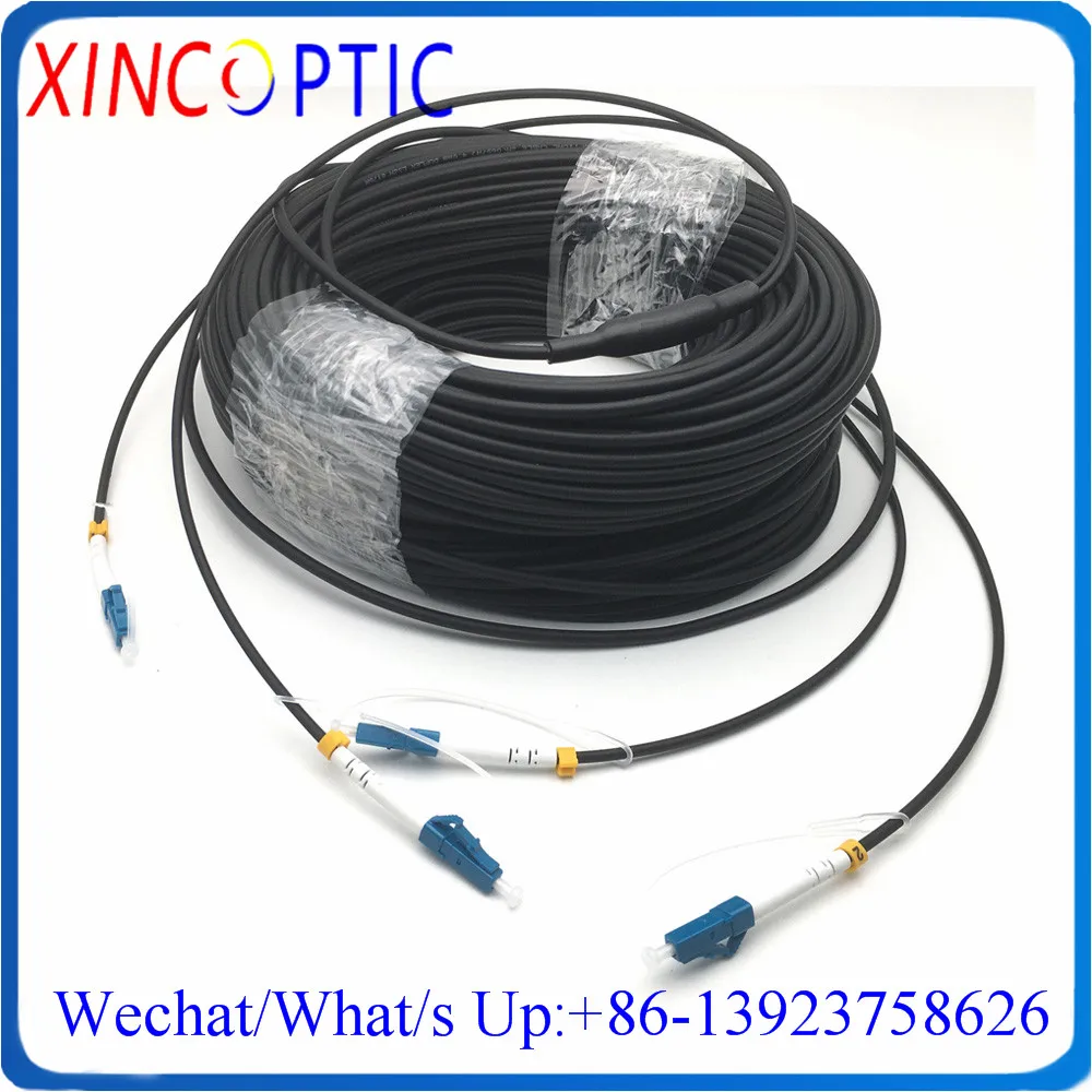 

40M 2Cores SM G657A,4.0mm LSZH/TPU Black Cable,2C LC/UPC(2Fiber)/SC/ST/FCPC Single Mode Armored Fiber Optical Patch Cord Cable