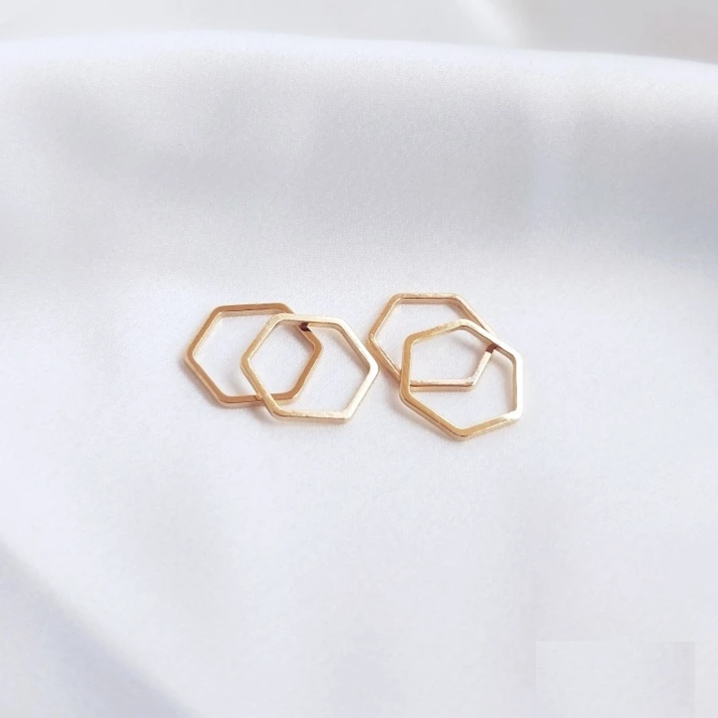 10 stücke 12mm Gold Ohrring Erkenntnisse Edelstahl Hex Form Anschlüsse Ring für DIY Schmuck Zubehör