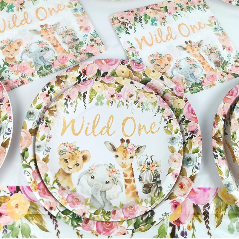 Wild One Birthday Party Decorações para Meninas, Talheres, Copos De Papel, Pratos, Baby Shower, 1 Ano Velho Decoração De Aniversário