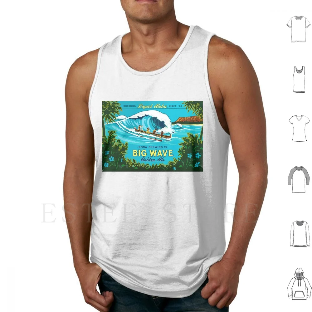Big Wave Tank Tops Vest Cotton Brewing Aloha Beer Drinking Beverage
