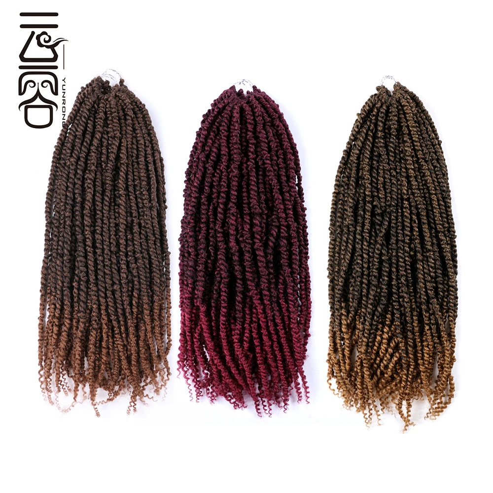 Yunrong-extensão de cabelo sintético pré-torcido, paixão, crochê, ombré, tamanhos 100, 24 entradas