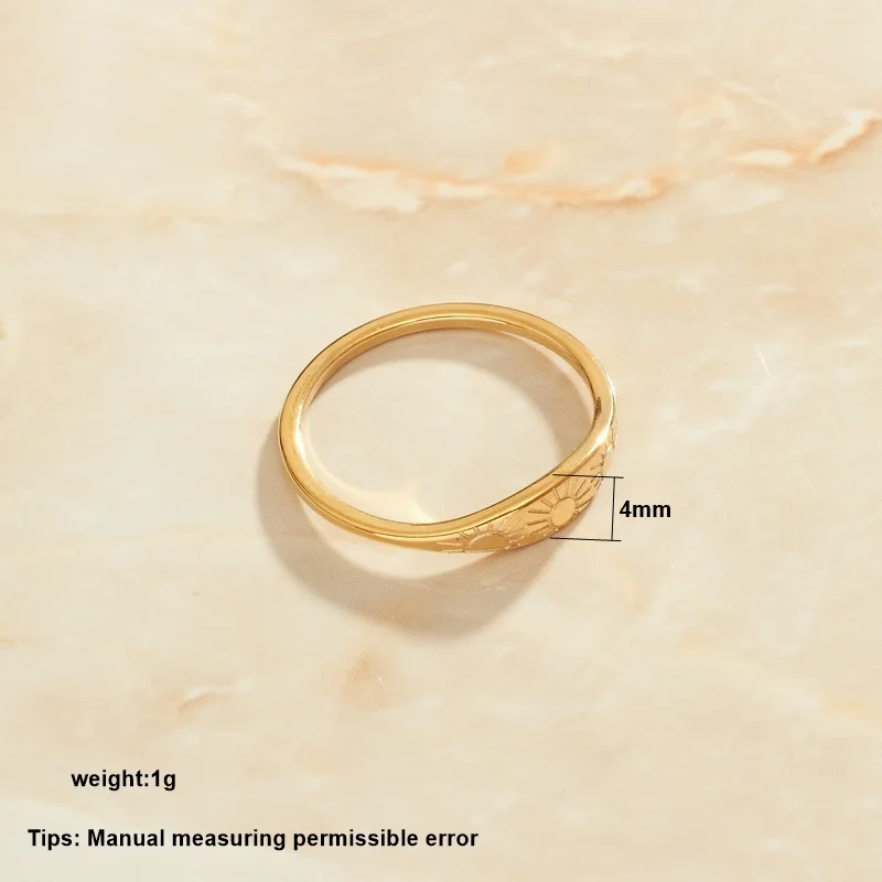 SOMMAR Trendy Gold Plated color size 6 7 8 female women's rings Sun rays Retro men ring jewelry 2023