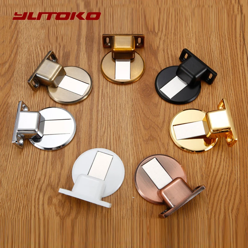 YUTOKO Magnetic Door Stops Stainless Steel Door Stopper Hidden Door Holders Catch Floor Nail-free Doorstop Furniture Hardware
