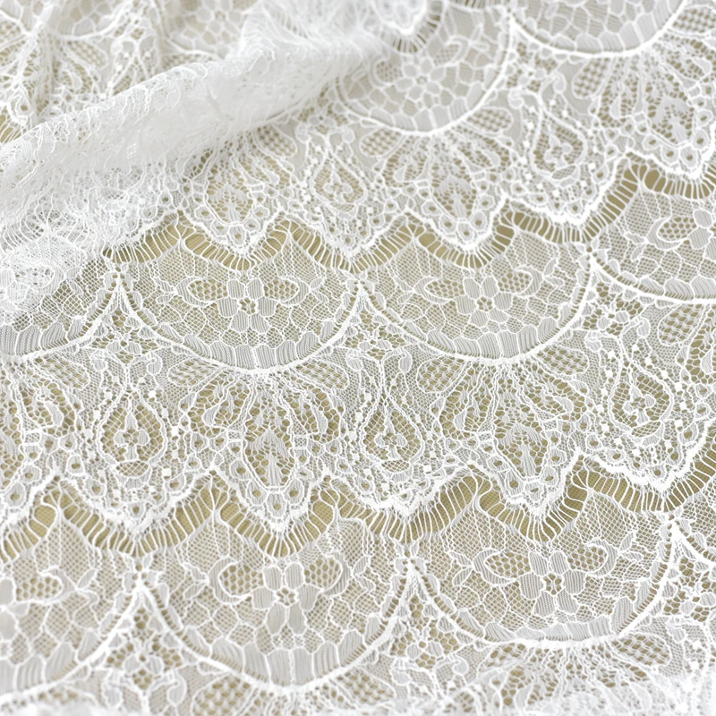 Scallop Eyelashs Lace Panel 1.5M Wide Off White Ivory Wedding Lace 3 Meters Long Max High Quality Delicate Unique Lace