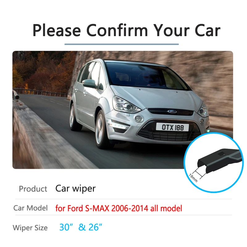 Car Wiper Blades for Ford S-Max MK1 Smax S max 2006~2014 Front Window Windshield Windscreen Car Accessories 2007 2008 2009 2010