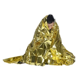 2pc Water Proof Gold Emergency Survival Camping  Sport First Aid Sliver Rescue Rescue Blanket Foil Thermal Space Curtain Outdoor