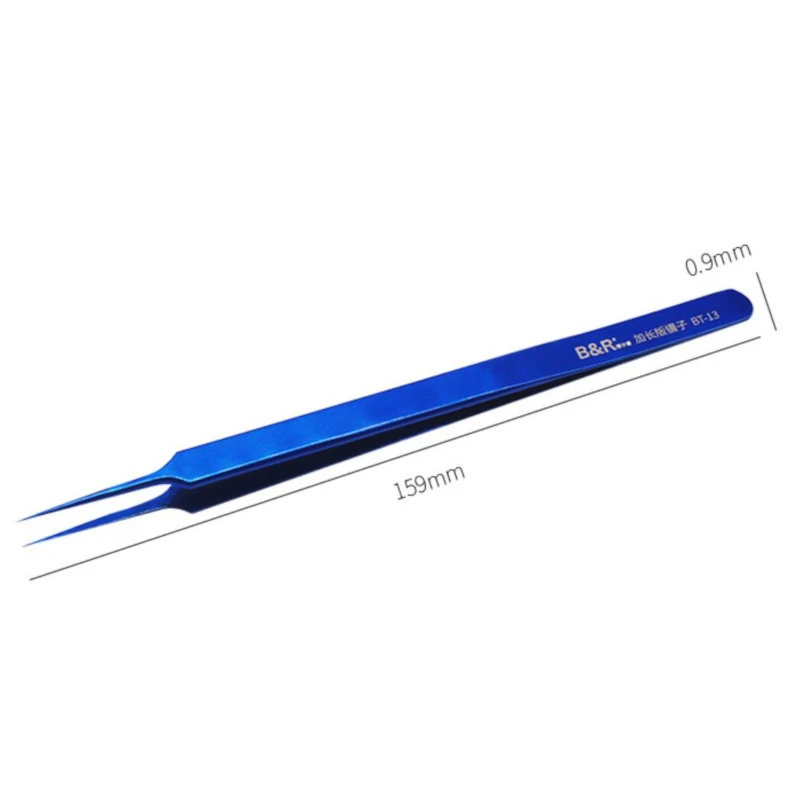 159mm Length Ultra Slim Precision Tweezers Stainless Steel Hardened Industrial Flying Line Straight/Curved Tip Tweezers