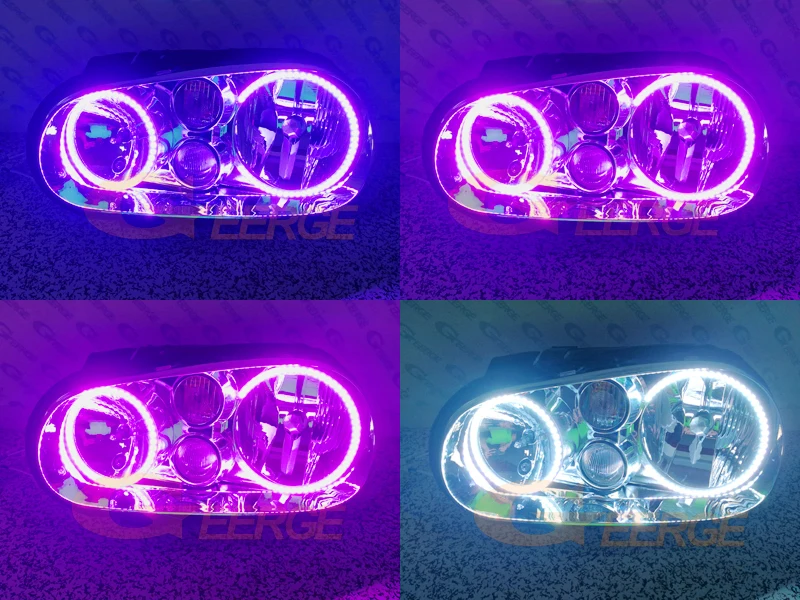 For Volkswagen VW Golf MK4 R32 Gti VR6 CABRIO A4 BT App RF Remote Control Multi-Color RGB Led Angel Eyes Kit Halo Rings