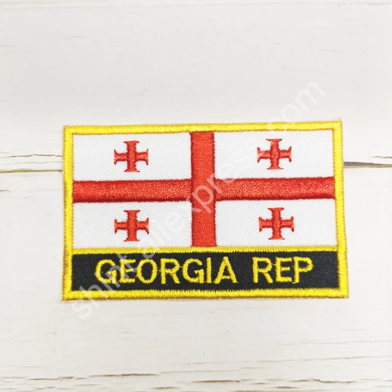 Bandiera nazionale georgiana patch per ricamo distintivo scudo e spilla di forma quadrata un Set sulla decorazione dello zaino del braccialetto di