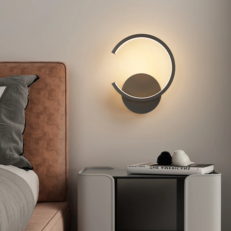 

Modern LED Wall Lamp Lights Nordic Living Room Background Wall Light Bedroom Bedside Indoor lighting square round base chassis