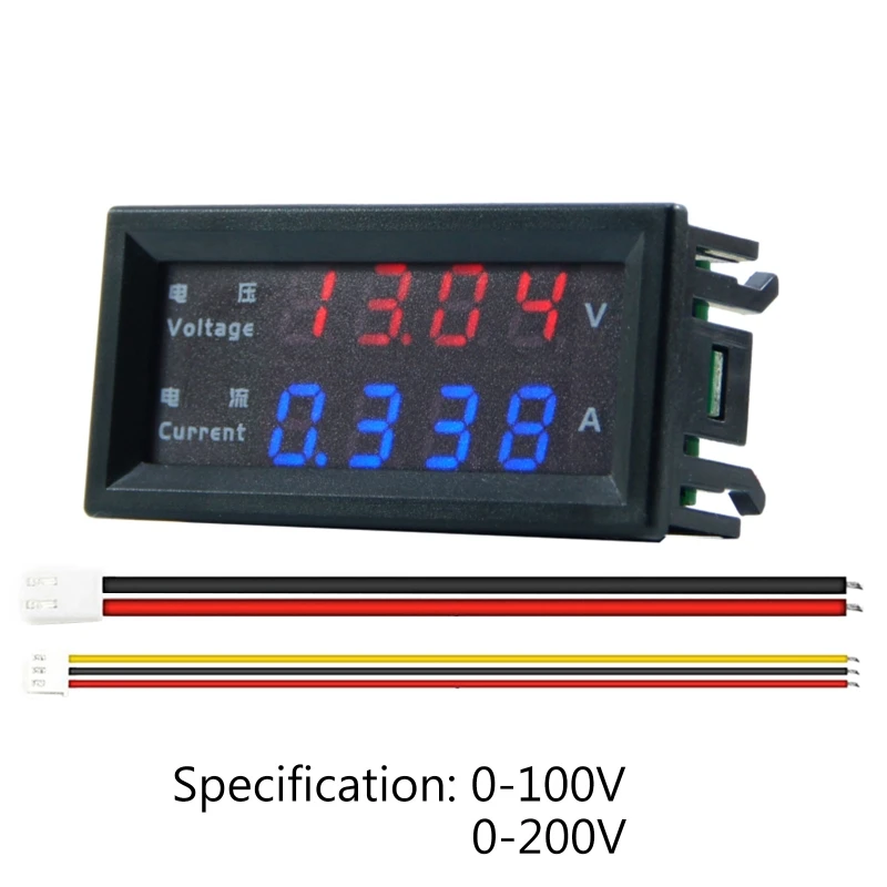 

DC 100V 200V 10A Voltmeter Ammeter 4 Digits High Precision Dual LED Digital Display Amp Volt Merter Panel Gauge