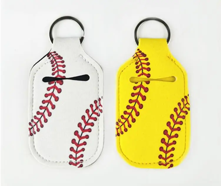 200pcs/lot Rectangle Softball And Baseball Printed Neoprene Chapstick Keychain Holder Party Holiday Gifts wholesale  SN3324