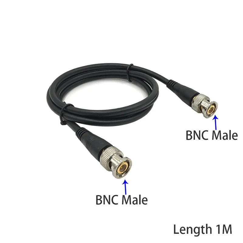ปลั๊กต่อ BNC ตัวผู้เป็นตัวเมีย1ม. สายโคแอกเซียลสายเคเบิลสำหรับเฝ้าระวังความปลอดภัยตัวผู้-ตัวผู้0.5ม. 2ม. 3ม. 5ม. 3.3ft ยาวสีดำ