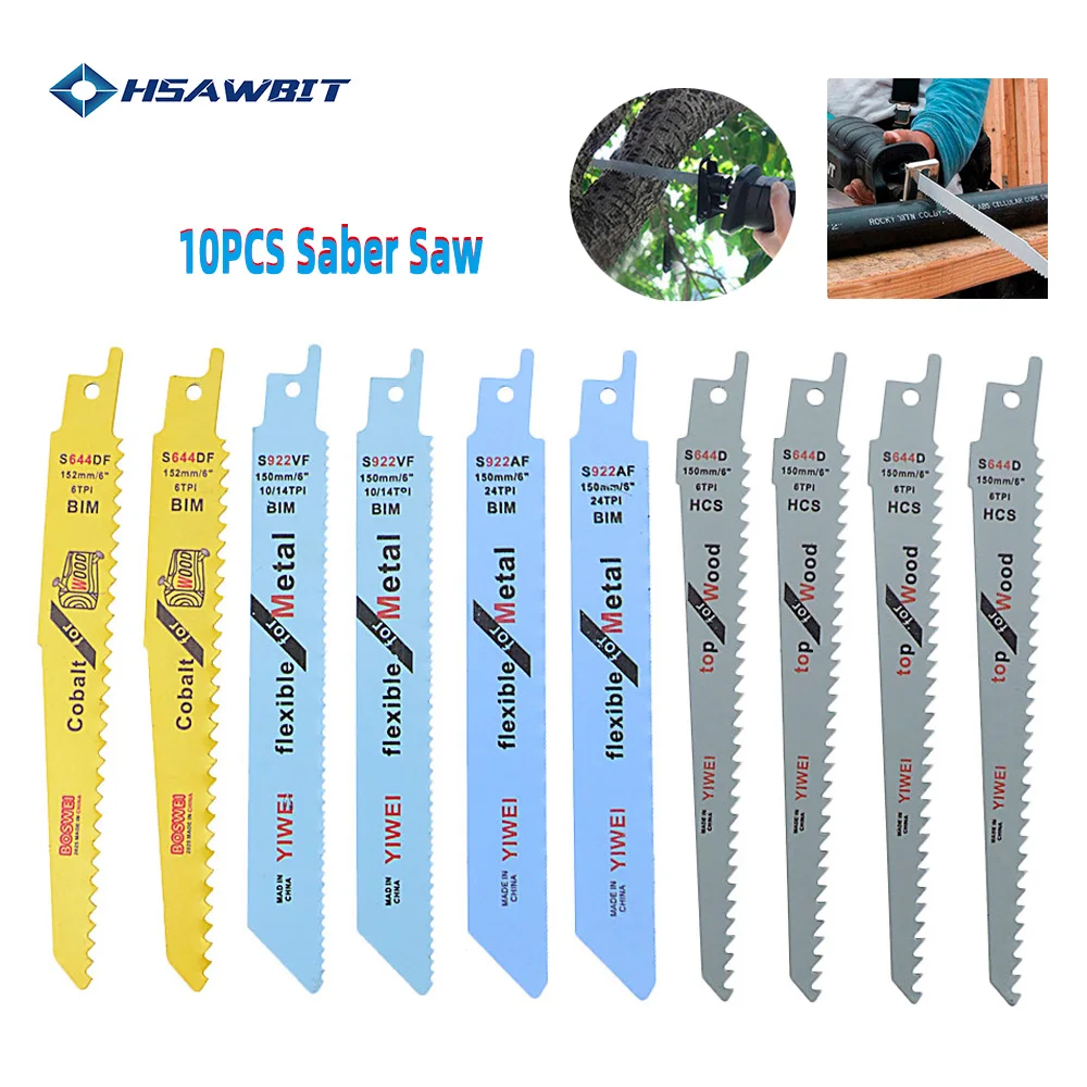 10Pcs Reciprocating Saw Blades Saber Saw Handsaw Multi Saw Blade for Cutting Wood Metal Cuting Dics Power Tools Accessories