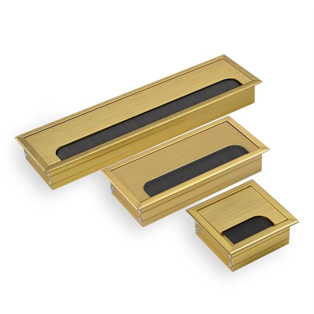 1Pcs Schreibtisch Top Gewinde Box Aluminium Threading Loch Abdeckung Box Für Computer Schreibtisch Mit Gebürstet Draht Threading Box