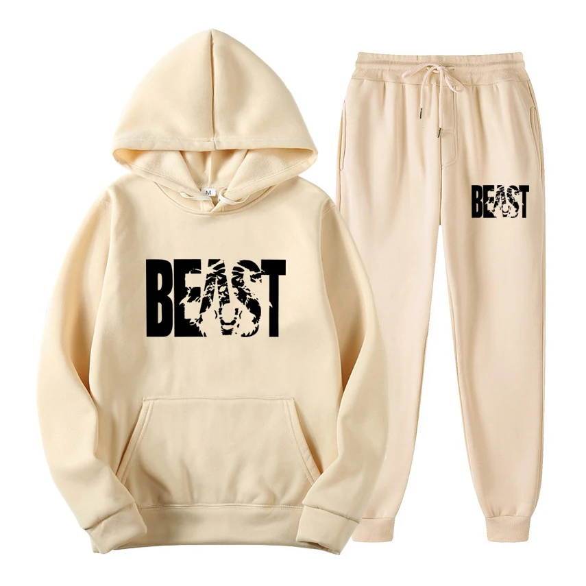 2022 Autumn And Winter Hoodies Letters Print Sweatshirt+Sweatpant Men\'s 2Pcs Sets Tracksuit Hooded Sportswear Running Pants