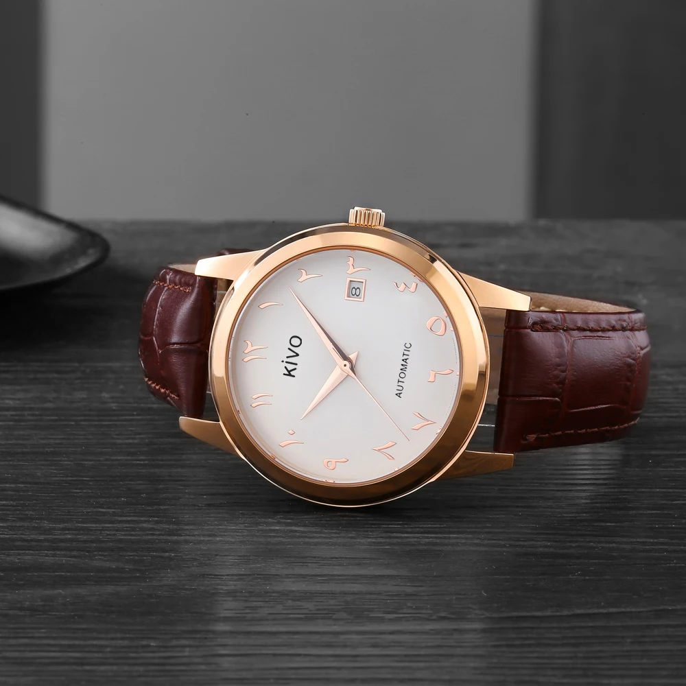 

Islamic Arabic Watches Unisex Size Muslim Mechanism Automatic Clocks Machine Urdu Wristwatch المرأة الميكانيكية الساعات