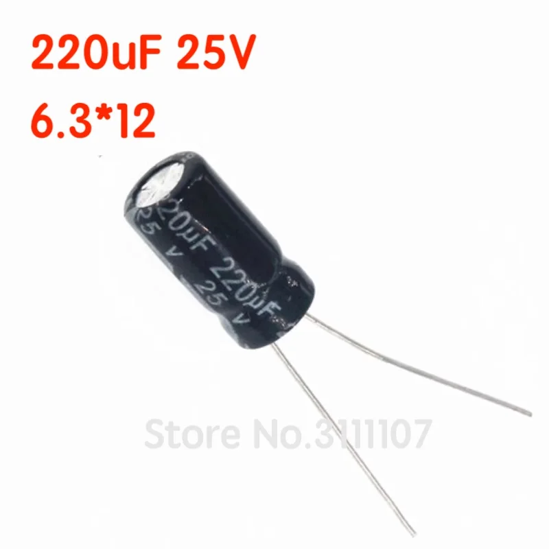 20PCS/LOT 220UF 25V 6.3*12  Aluminum electrolytic capacitor Electrolytic Capacitor 25v 220uf