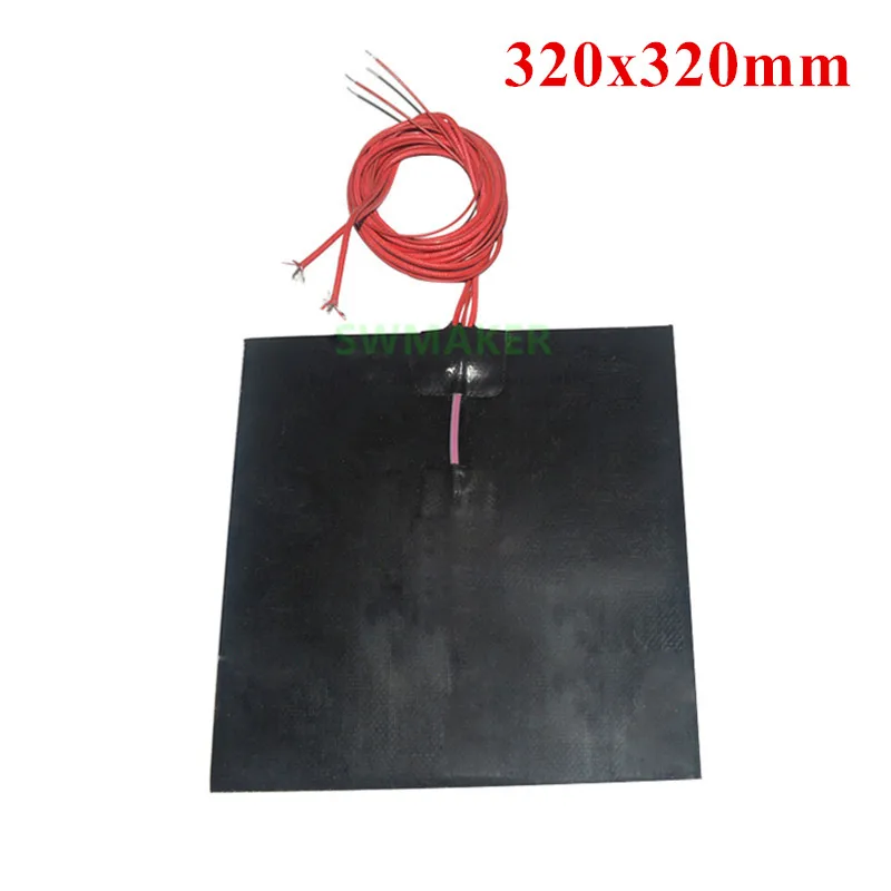 

320x320mm Black Silicone Rubber Heating Pad 320*320 Antifreeze Heater 3D Printer Heat Bed