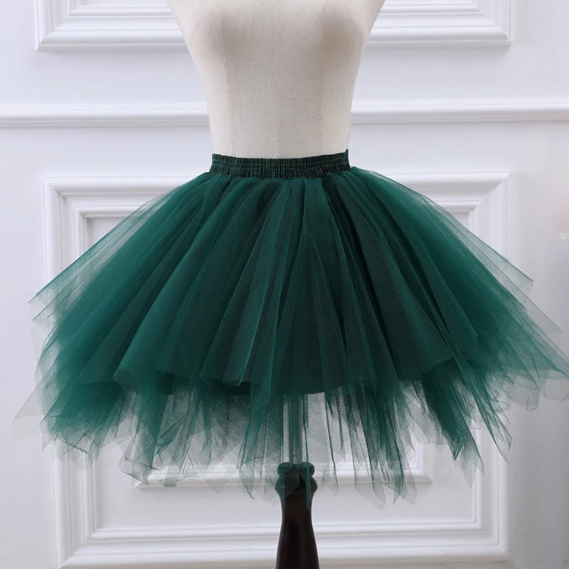 ในสต็อก Hard Tulle สั้น Tutu Lolita ชุด Petticoat Jupon Sous Robe Mariage Casamento Tutu Femme