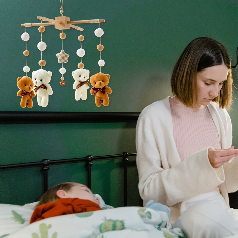 Baby Rasseln Krippe Mobiles Spielzeug Kaninchen Bär Anhänger Tier Fuchs Bett Glocke Rotierenden Musik Rasseln Für Cots Projektion Infant Geschenk spielzeug