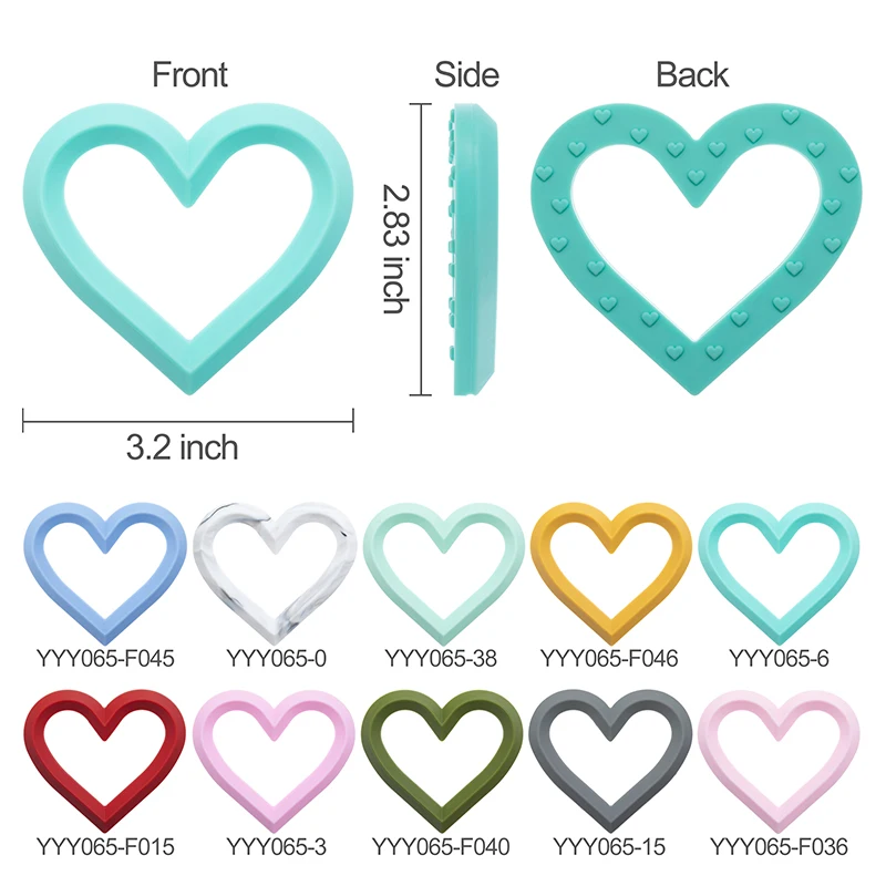 TYRY.HU 3pc Cartoon Heart Round Baby Silicone Teether Rodent BPA Food Free Silicone Teeth Nursing Pacifier Clip Silicone Bead