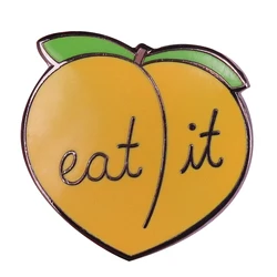 Eat it peach enamel pin cute fruit brooch funny peach butt badge sarcastic art jewelry sweet gift for her fashion decor
