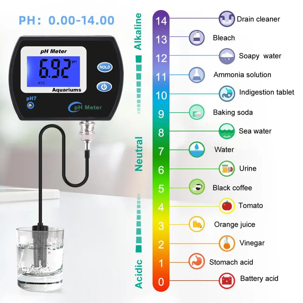 yieryi Portable PH Meter Tester Accurate Digital Pen PH-990 Pocket Aquarium Wine Urine LCD PH Test with Large Screen