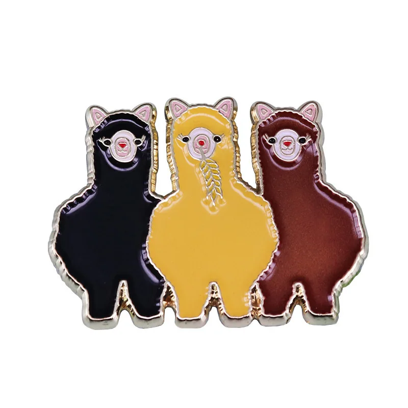 Cute Alpaca Metal Brooch Interesting Cartoon Decorate Badges Collecting Children Fashion Boutique Gift Enamel Pins