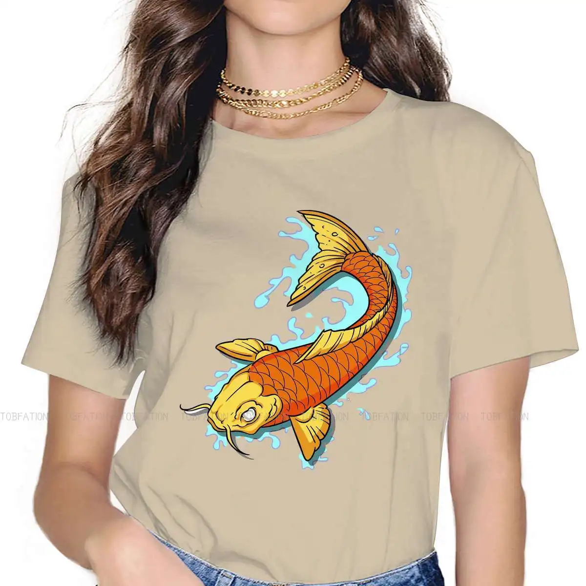 Fish Out of Water Ocean Cute Casual Games TShirt for Woman Girl Golden Koi 5XL Leisure Sweatshirts T Shirt Trendy Fluffy