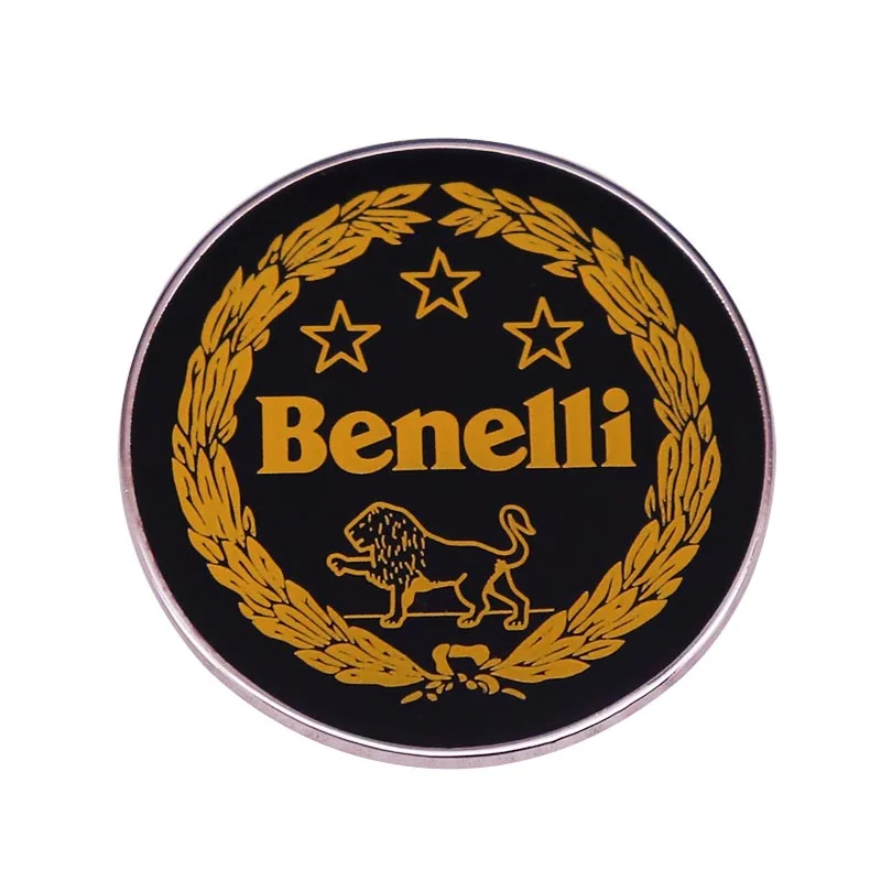 Established in 1911 Moto Benelli lion badge Vintage 70s Racing motorcycle manufacturer logo brooch