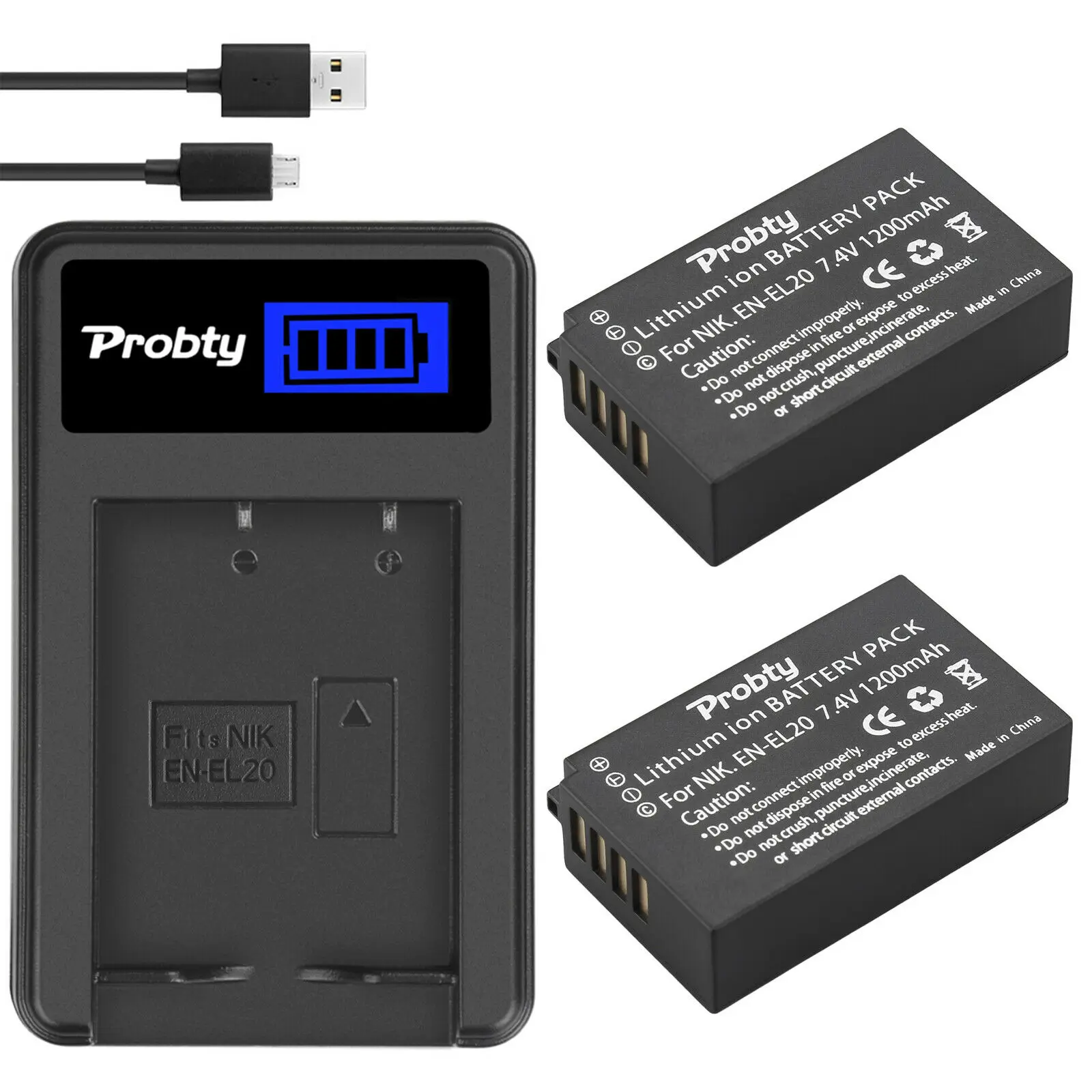 1200mAh EN-EL20 EN EL20 EN EL20a Battery+LCD USB Charger Type C Port for Nikon Coolpix P1000 Nikon1 J1, J2, J3 Nikon1 AW1