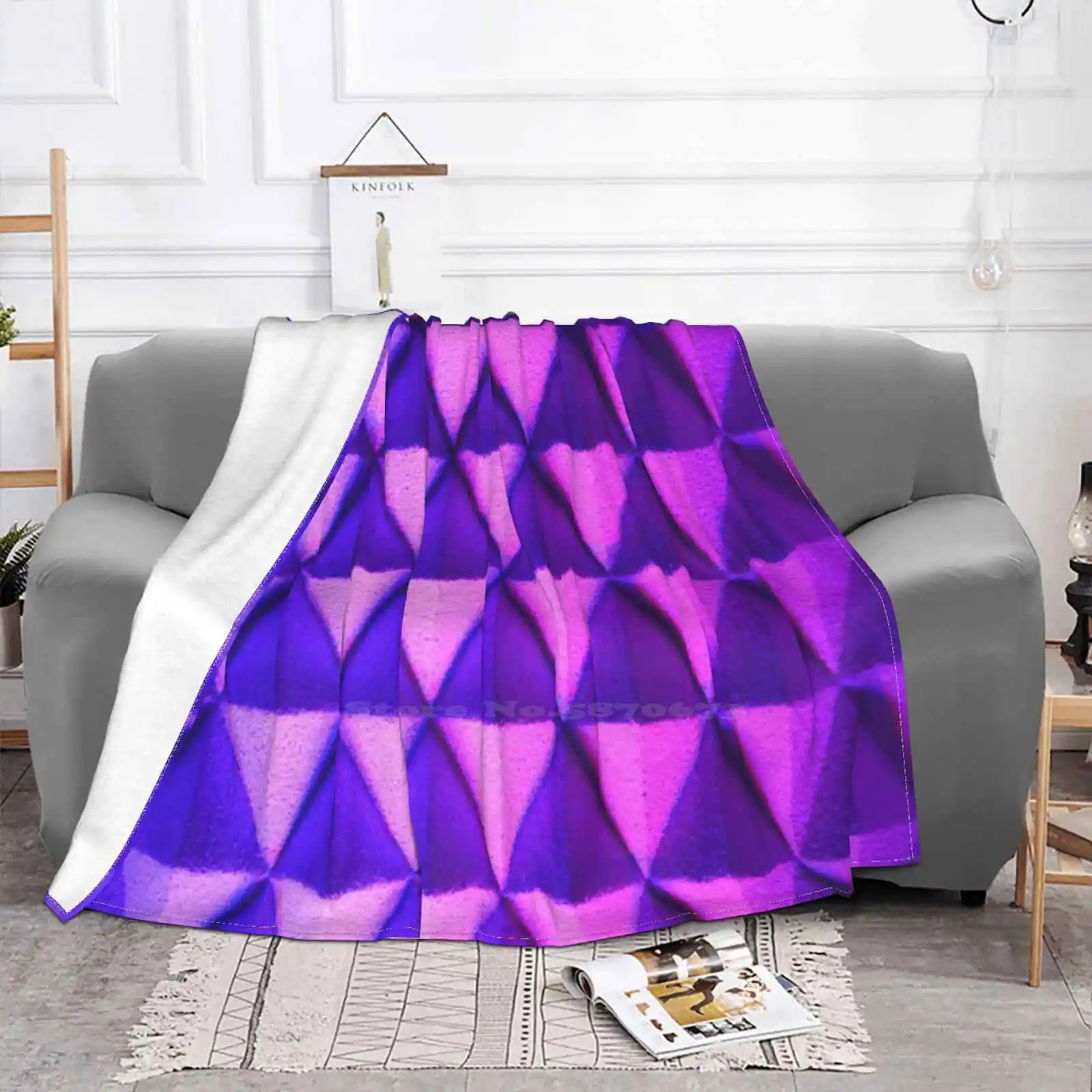 Diamond Shape Decoration Air Conditioning Blanket Soft Throw Blanket Diamond Shape Mauve Purple Light Arc Ture Detail Texture