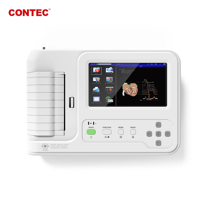 CONTEC ECG600G сенсорный экран цифровой электрокардиограф 6 каналов 12 проводов ЭКГ монитор с термопринтером