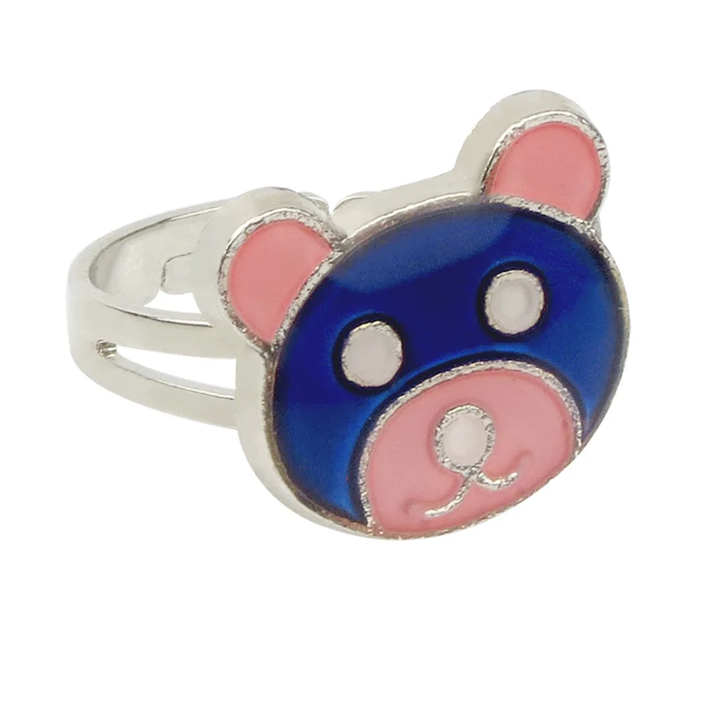 Fashion Personality Cute Little Bear Emotional Discoloration Temperature Sensing Mood Ring Adjustable Magical Strange Jewelry