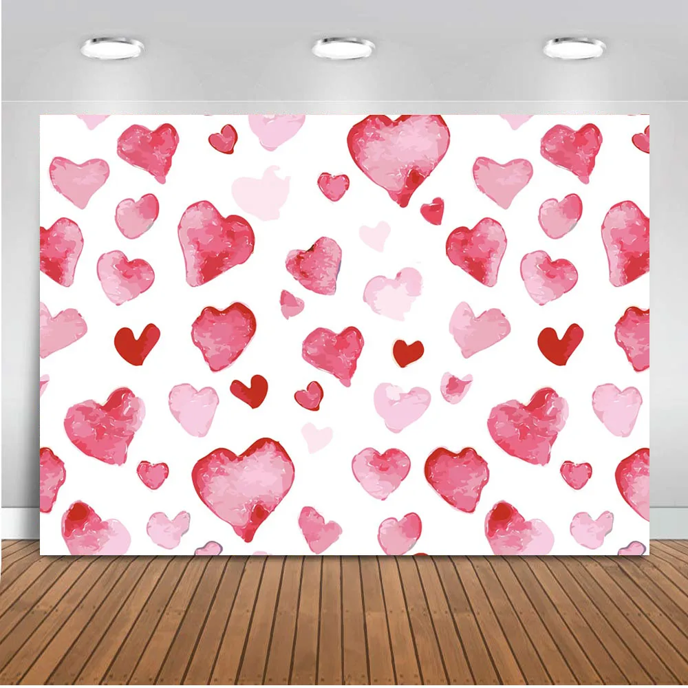 

Pink Heart Newborn Baby Backdrop for photography Valentine Background for Photo Studio Portrait Red Heart Watercolor Party Decor