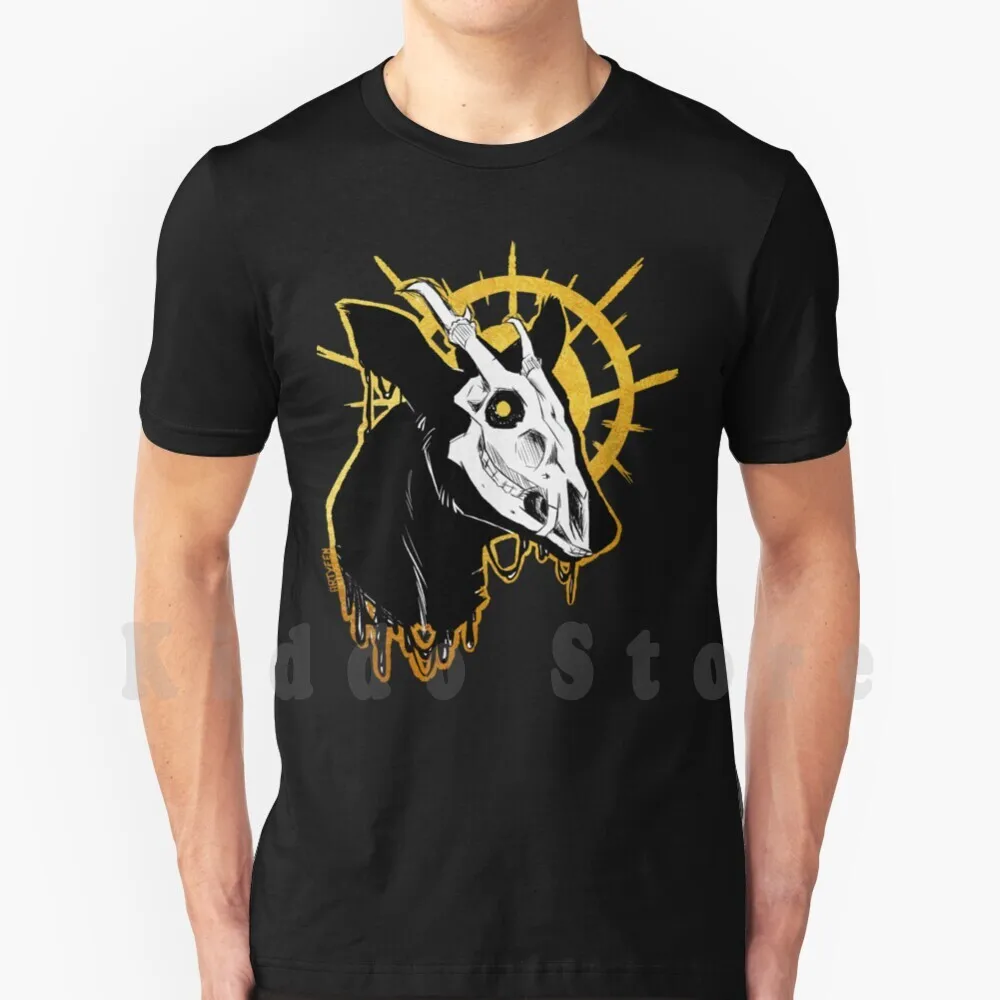 Prey T Shirt DIY Big Size 100% Cotton Skull Muntjac Deer Teeth Antlers Wildlife Nature Animal Animals Design Black Gold Goo Ink