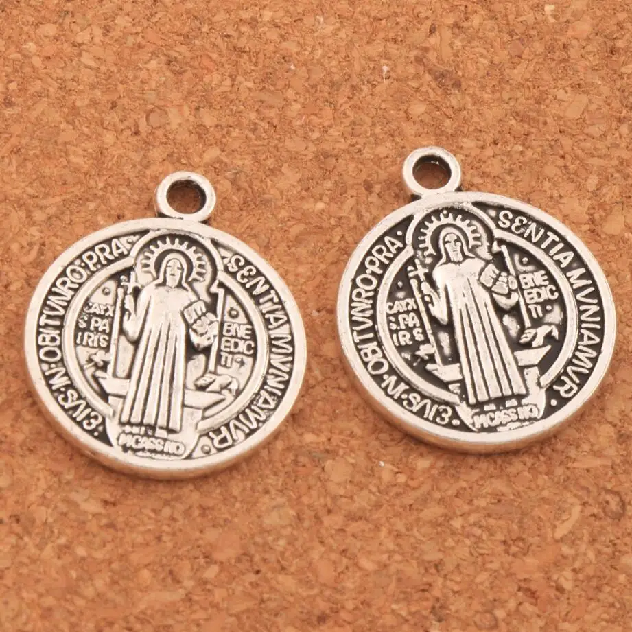 25x21mm Saint St Benedict Nursia Patron Medal Cross Charm Beads 60PCS Zinc Alloy Pendants L1648