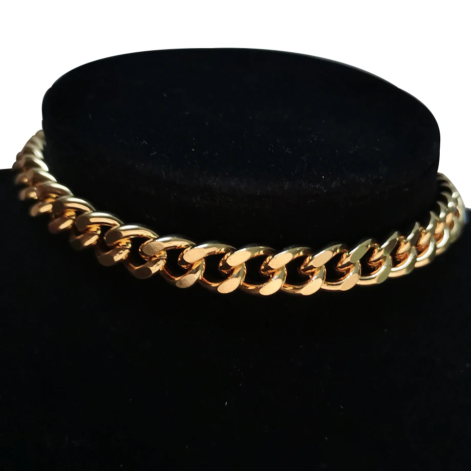 Hip Hop Męski Gruby Łańcuch Miami Cuban Link Choker Naszyjnik Chunky Gold Color Biżuteria ze stali nierdzewnej na szyję dla kobiet