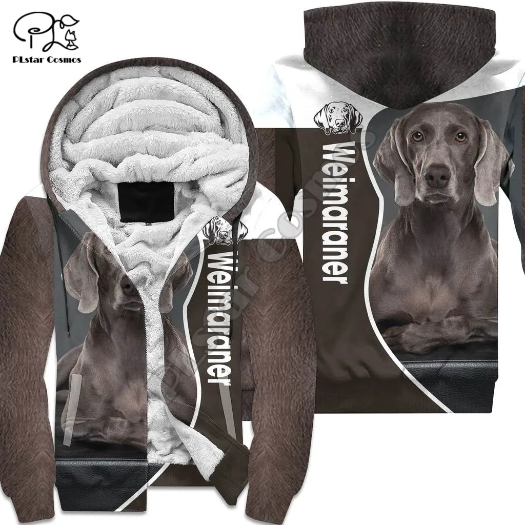 PLstar-chaqueta con capucha para hombre, abrigo grueso con cremallera y forro polar, ropa de invierno con estampado 3D de perro Cosmos Border