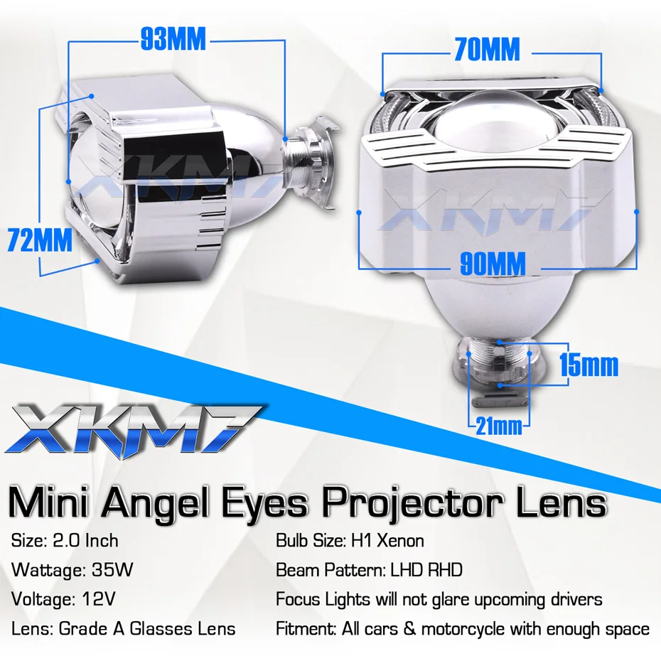 Angel Eyes Bi-xenon Lens Retrofit Projector Mini 2.0 inch H1 HID LED Lamp For H4 H7 Headlight Car Lights Accessories Tuning DIY