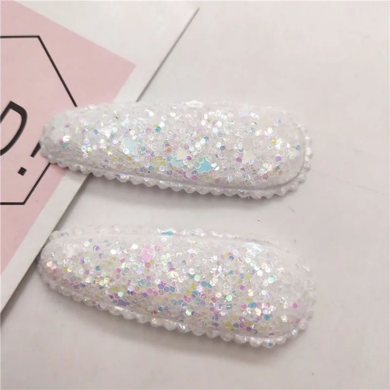 40pcs/lot 5.5cm glitter hair clip cover Appliques For BB hair Clip Accessories DIY Kid patches