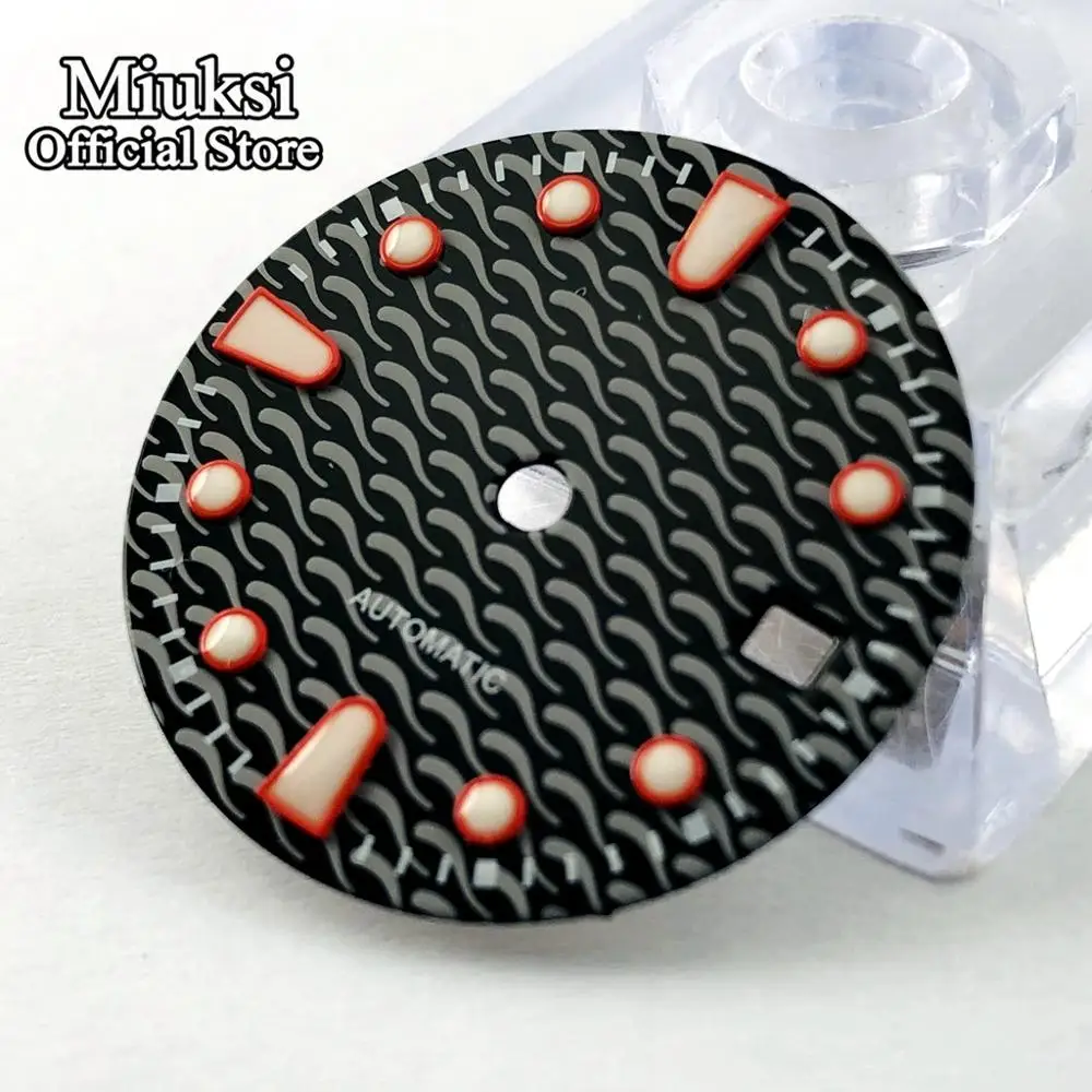 Miuksi 28.5mm black/ blue/green watch dial fit Miyota 8205 8215 821A ETA 2836/2824 Mingzhu DG2813/3804 movement