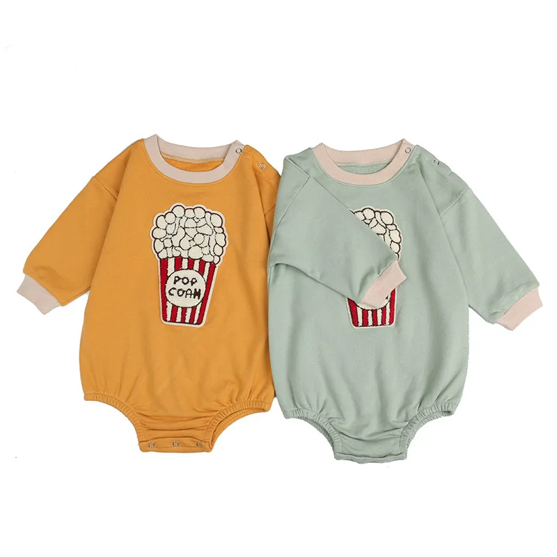 Baby Rompers Jumpsuit Newborn Infant Kids Baby Girls Boys Autumn Causal Bodysuits Popcorn Warm Long Sleeve bebe Outfit 3-24M