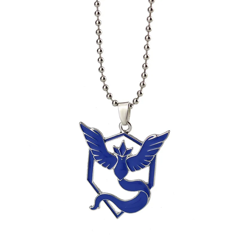 Fashion Jewelry Necklace Anime Metal Team Valor Mystic Instinct Logo Pendant Bead Chain for Fans