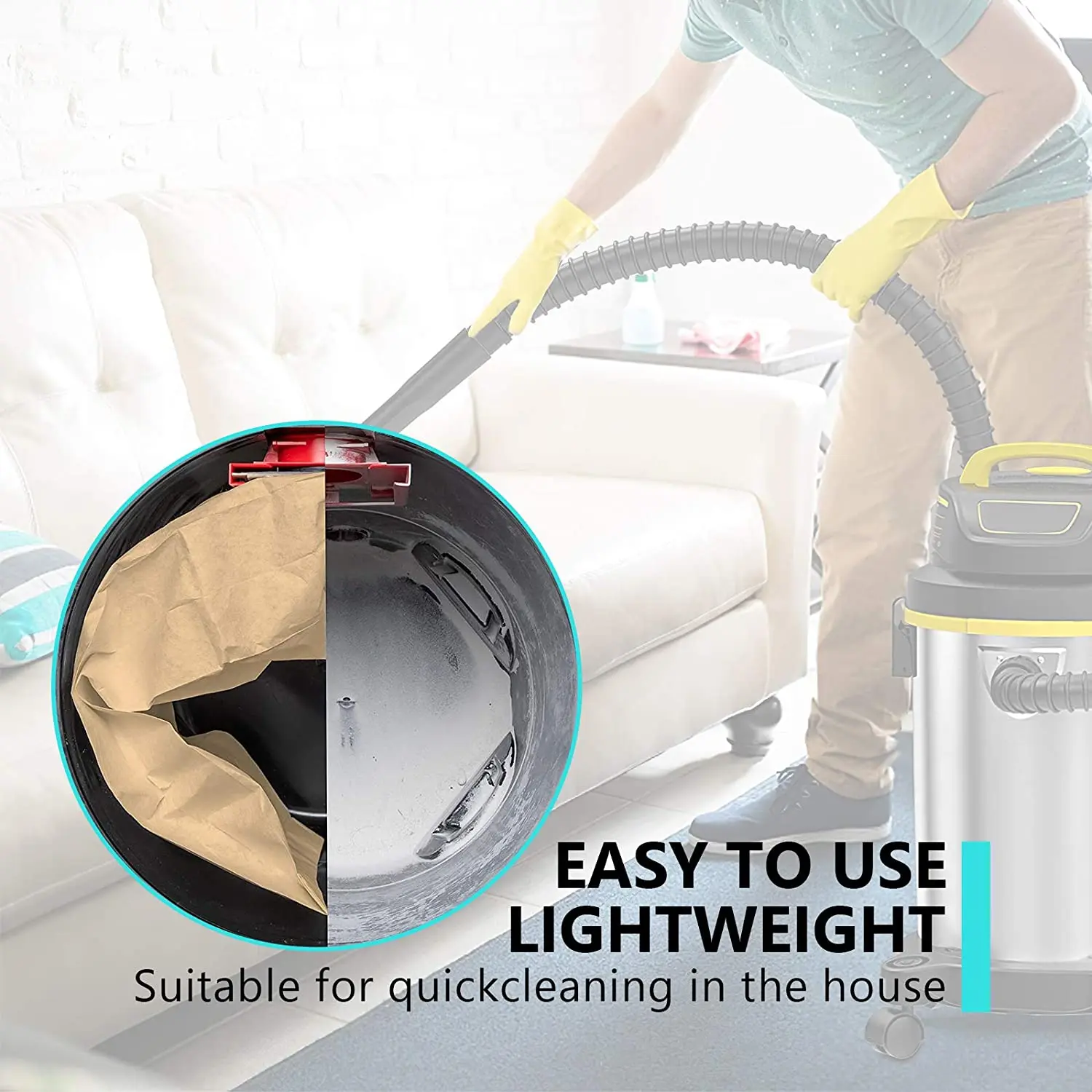 กรองทิ้งกระเป๋าเข้ากันได้กับ Stanley 4-5แกลลอนเครื่องดูดฝุ่นเปียก/แห้ง,#25-1230 ,10แพ็ค