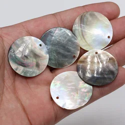 5pcs Natural Black Shell Round Mother of Pearl Shell Beads Charm Pendant for Jewelry Making DIY Necklace Earring Women Gift
