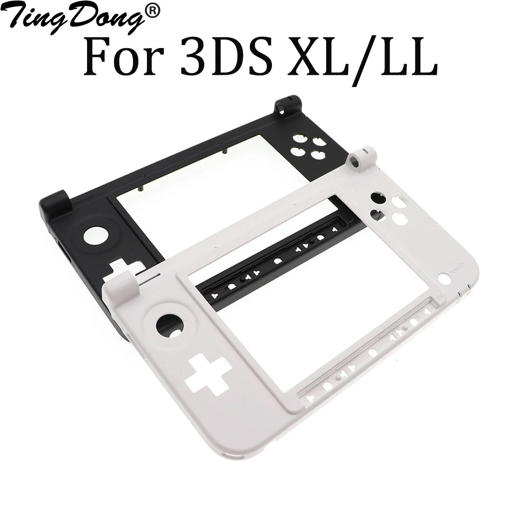 TingDong For Nintendo 3DS XL LL Replacement Hinge Part Black Matte Bottom Middle Shell Housing