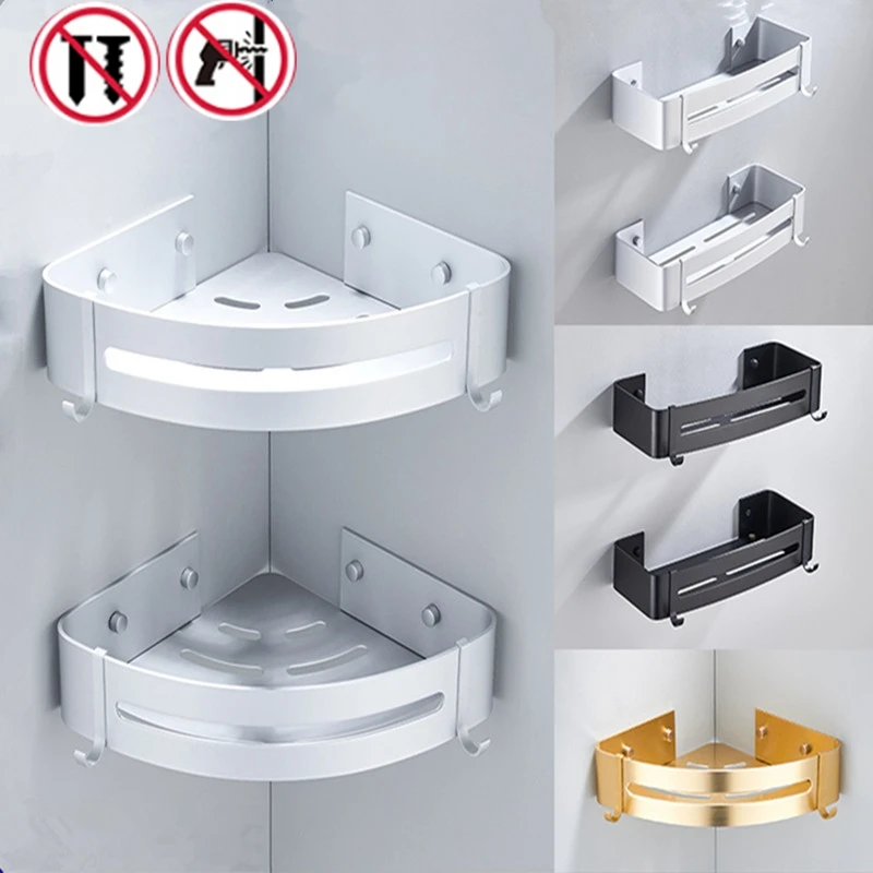 Punch-Free Bathroom Shelf Bathroom Wall-Mounted Bathroom Toilet Triangle Wash Table Storage Supplies