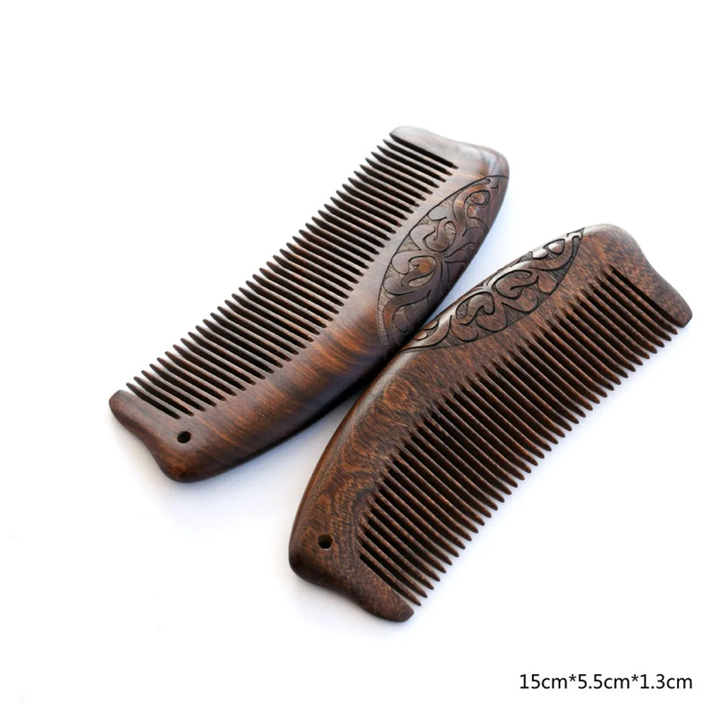 

Advanced Golden Sandalwood Comb Double-sided Carved Anti-static Head Massage Comb Black Gold Sandalwood Gift Custom